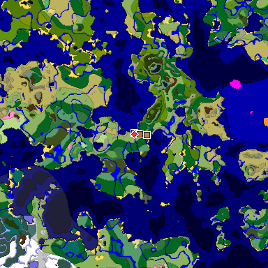 Predicted biome map of Java 1.21.4 seed -8205710974739600194 around estimated spawn