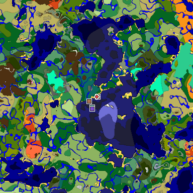 Predicted biome map of Java 1.21.4 seed -2026418769394854937 around estimated spawn