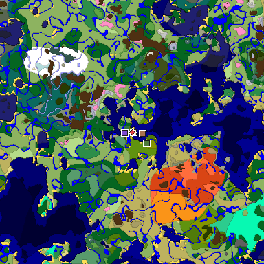 Predicted biome map of Java 1.21.4 seed 4546462540991847292 around estimated spawn