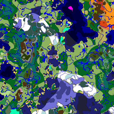 Predicted biome map of Java 1.21.4 seed 9017929794378819678 around estimated spawn