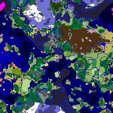 Predicted biome map of Java 1.21.4 seed 8209270887492362770 around estimated spawn