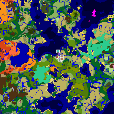 Predicted biome map of Java 1.21.4 seed 6761675039309438646 around estimated spawn
