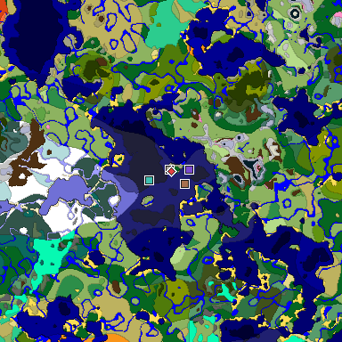 Predicted biome map of Java 1.21.4 seed -1141609090443118624 around estimated spawn