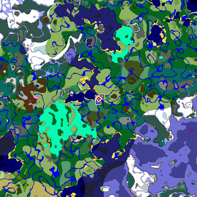 Predicted biome map of Java 1.21.4 seed 1405630091461515159 around estimated spawn