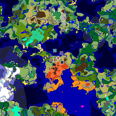 Predicted biome map of Java 1.21.4 seed -682756605923504331 around estimated spawn