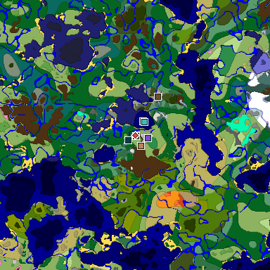 Predicted biome map of Java 1.21.4 seed -4532477015630764130 around estimated spawn