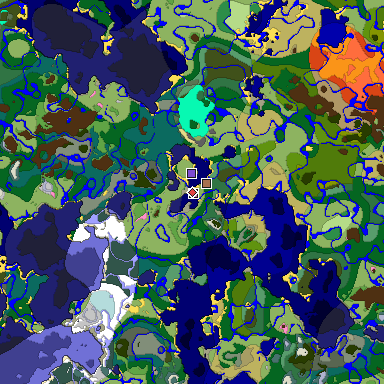 Predicted biome map of Java 1.21.4 seed -4607735402891060343 around estimated spawn