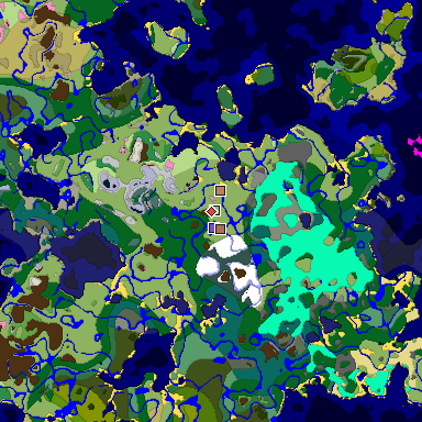 Predicted biome map of Java 1.21.4 seed -2134796579628343752 around estimated spawn
