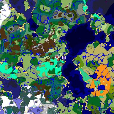Predicted biome map of Java 1.21.4 seed 5767648829189969666 around estimated spawn