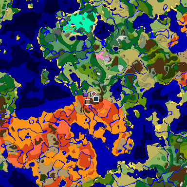 Predicted biome map of Java 1.21.4 seed 8547014776832459310 around estimated spawn