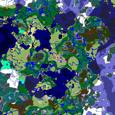 Predicted biome map of Java 1.21.4 seed -8852126506020787128 around estimated spawn
