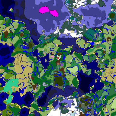 Predicted biome map of Java 1.21.4 seed 4209063822091475159 around estimated spawn
