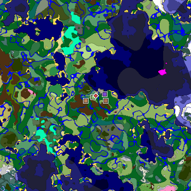 Predicted biome map of Java 1.21.4 seed 2206181391903835496 around estimated spawn