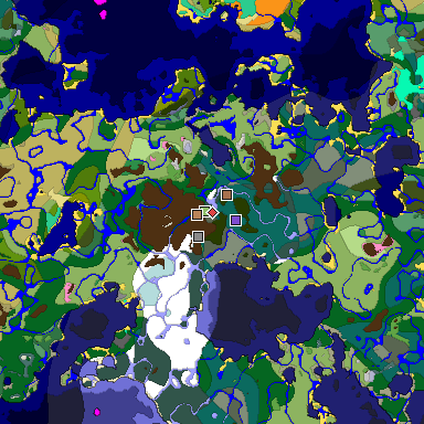 Predicted biome map of Java 1.21.4 seed -134479186063562322 around estimated spawn