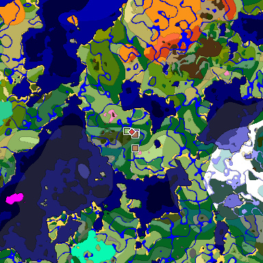 Predicted biome map of Java 1.21.4 seed 1886806518164084935 around estimated spawn