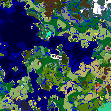 Predicted biome map of Java 1.21.4 seed -2600737028592179952 around estimated spawn