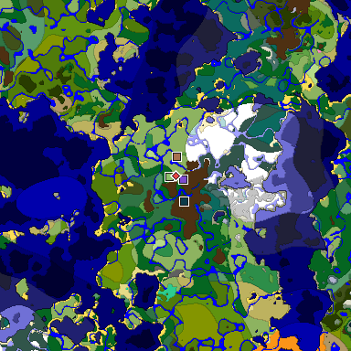 Predicted biome map of Java 1.21.4 seed -3966854286806706908 around estimated spawn
