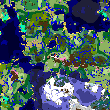 Predicted biome map of Java 1.21.4 seed 1820003092659704537 around estimated spawn