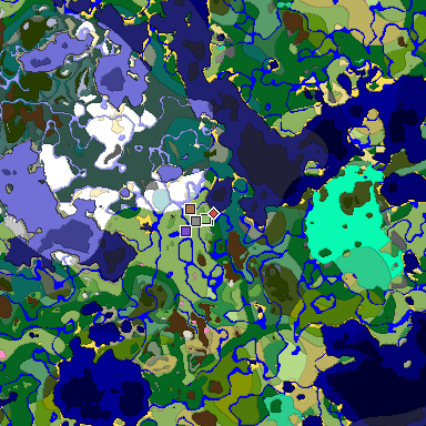 Predicted biome map of Java 1.21.4 seed -1403753406881385633 around estimated spawn