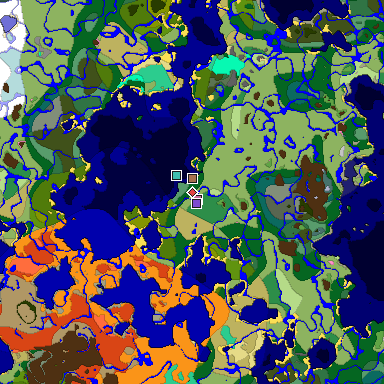 Predicted biome map of Java 1.21.4 seed -1321463351245665930 around estimated spawn