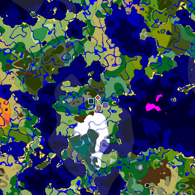 Predicted biome map of Java 1.21.4 seed 6779229998831183523 around estimated spawn