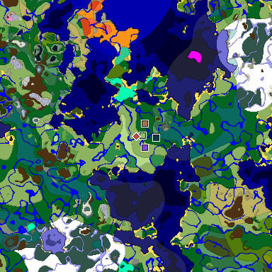 Predicted biome map of Java 1.21.4 seed -1522120845111666594 around estimated spawn