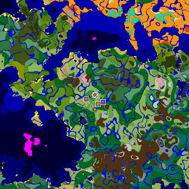 Predicted biome map of Java 1.21.4 seed 5603859330199075113 around estimated spawn