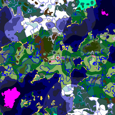 Predicted biome map of Java 1.21.4 seed 1170827886908118017 around estimated spawn