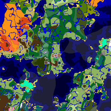 Predicted biome map of Java 1.21.4 seed 7310260936117048395 around estimated spawn