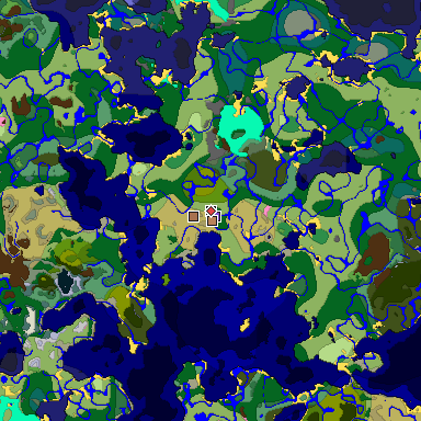 Predicted biome map of Java 1.21.4 seed 6631367078108745364 around estimated spawn