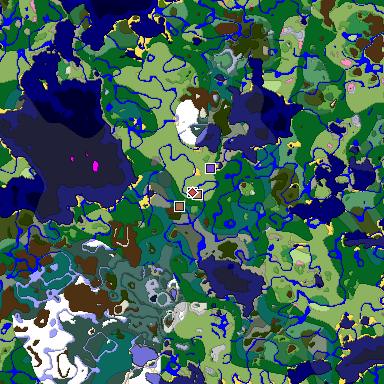 Predicted biome map of Java 1.21.4 seed 6262682726771573585 around estimated spawn