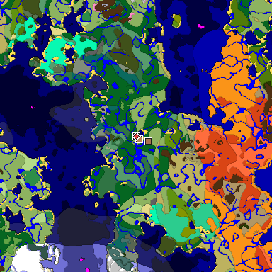 Predicted biome map of Java 1.21.4 seed -4883761192722792343 around estimated spawn