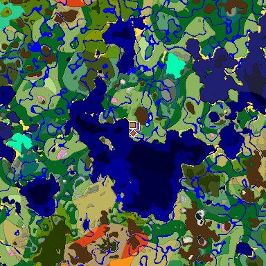Predicted biome map of Java 1.21.4 seed -2920652995119530010 around estimated spawn