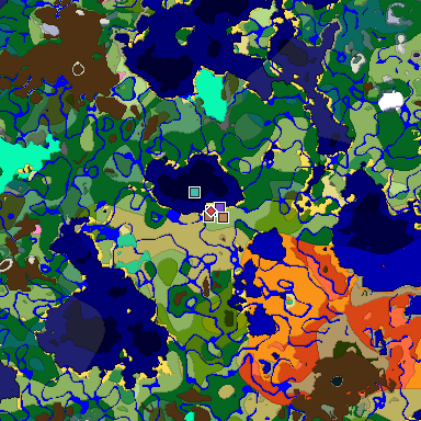 Predicted biome map of Java 1.21.4 seed 1791801991941237453 around estimated spawn