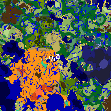 Predicted biome map of Java 1.21.4 seed 2808231050063789458 around estimated spawn
