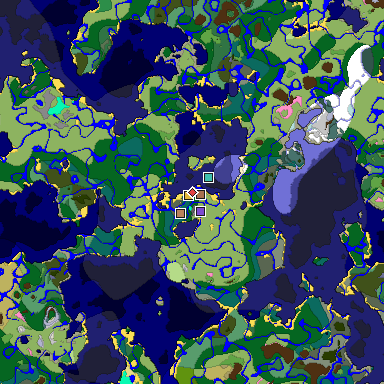Predicted biome map of Java 1.21.4 seed -6014078782722640447 around estimated spawn