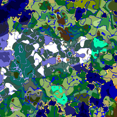 Predicted biome map of Java 1.21.4 seed 4054018137783778176 around estimated spawn