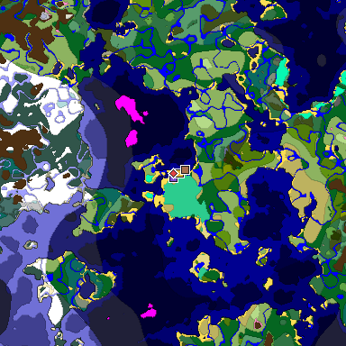 Predicted biome map of Java 1.21.4 seed 1931901736755292097 around estimated spawn