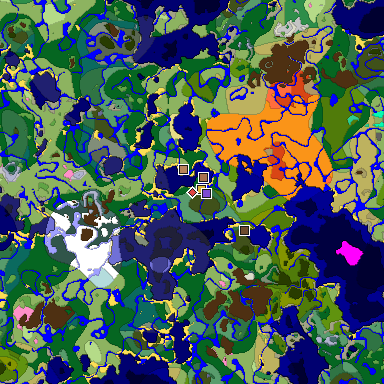 Predicted biome map of Java 1.21.4 seed -7177699627781507716 around estimated spawn