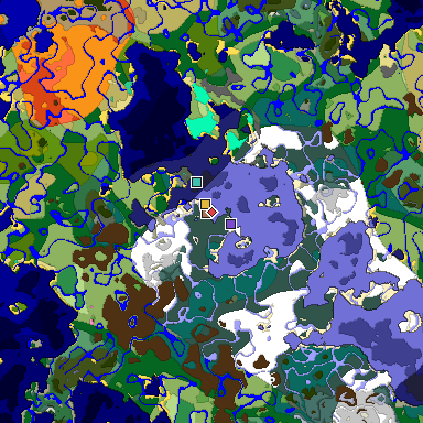 Predicted biome map of Java 1.21.4 seed -8348172611261585109 around estimated spawn