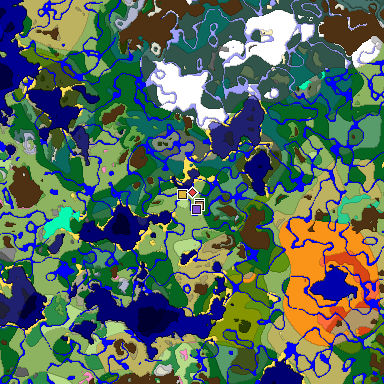 Predicted biome map of Java 1.21.4 seed -355310000269999583 around estimated spawn