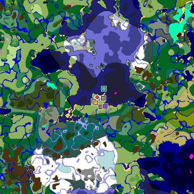 Predicted biome map of Java 1.21.4 seed -1591197419458081762 around estimated spawn
