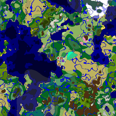 Predicted biome map of Java 1.21.4 seed -2528712802738852921 around estimated spawn