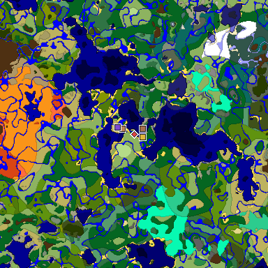Predicted biome map of Java 1.21.4 seed -5755044468120969279 around estimated spawn