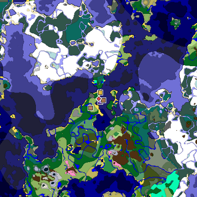 Predicted biome map of Java 1.21.4 seed -2809967772675540790 around estimated spawn