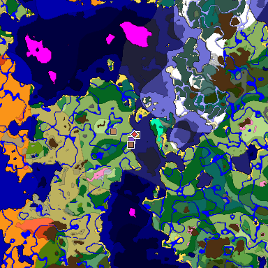 Predicted biome map of Java 1.21.4 seed -756114127014425241 around estimated spawn