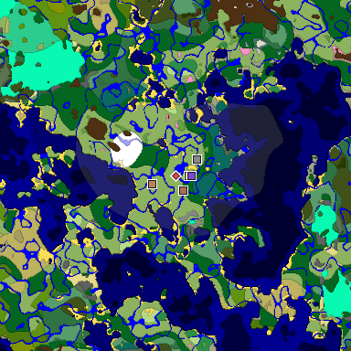 Predicted biome map of Java 1.21.4 seed 3752691949378817843 around estimated spawn