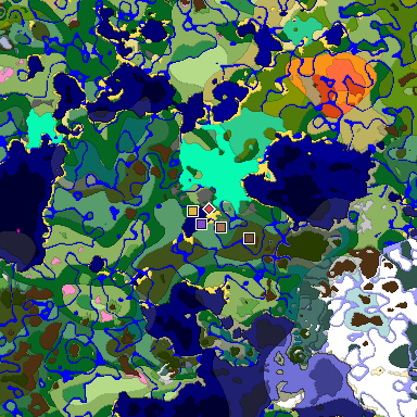 Predicted biome map of Java 1.21.4 seed 6095435977791638392 around estimated spawn