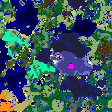 Predicted biome map of Java 1.21.4 seed 5938702808416043252 around estimated spawn