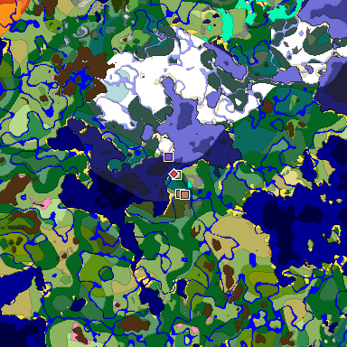 Predicted biome map of Java 1.21.4 seed -8201437763977113613 around estimated spawn